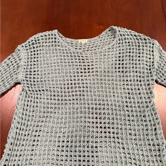 POL- NWOT Teal Crochet Knit Top - Picture 7 of 10
